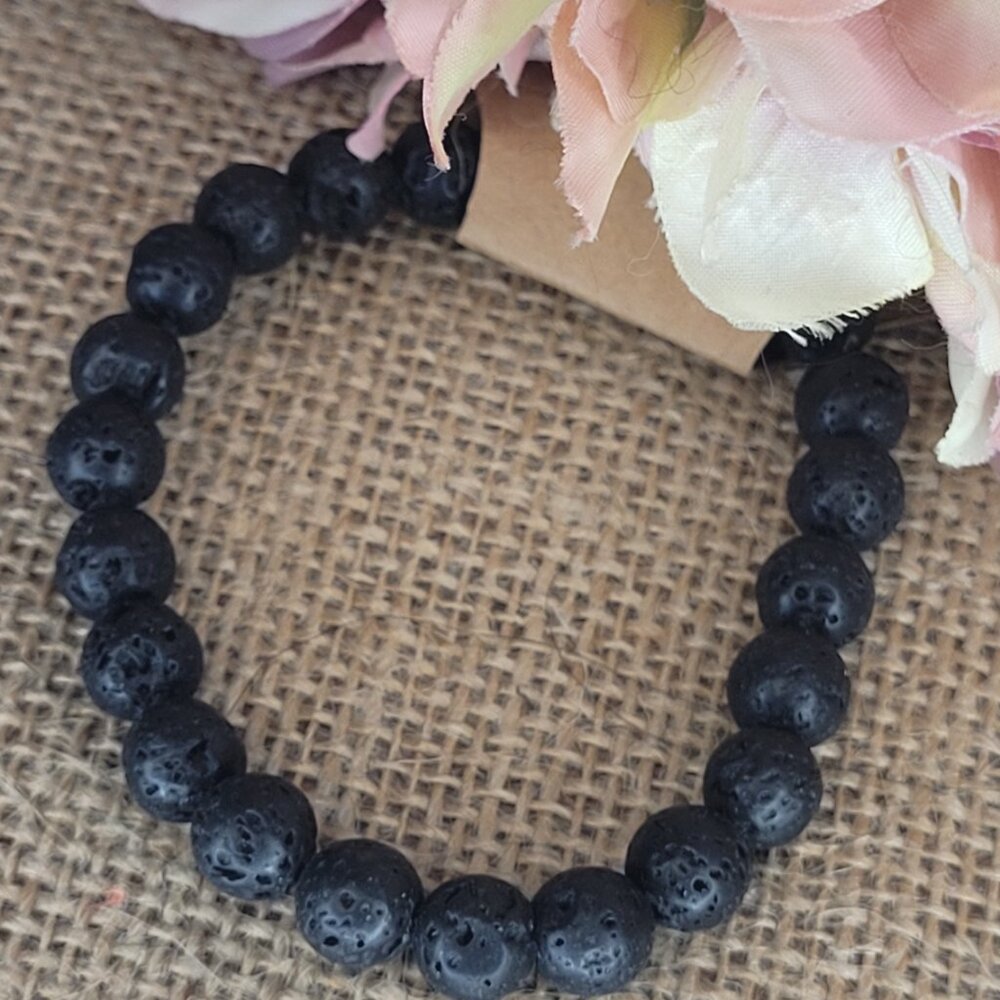 7" Volcano Beads Genuine Natural Women's Stretch Bracelet Essential Oils